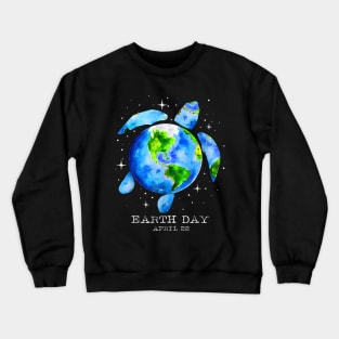 Earth Day 2024 Restore Earth Sea Turtle Art, Save the Planet Crewneck Sweatshirt